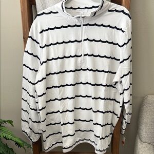 T by Talbots White/Black Striped Long Sleeve Top, Size 2X, NWT, Retails $90
